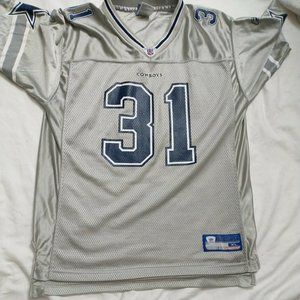 VTG REEBOK R. WILLIAMS #31 Cowboys On Field NFL EQUIPMENT Silver Jersey XL